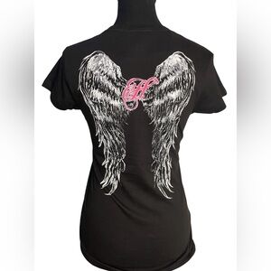 Y2k grunge goth rare 2000s Hustler Hollywood Women's Pink and Black top